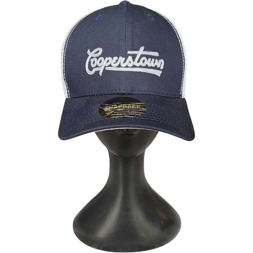 NWT Cooperstown Snap Back Truckers Hat Navy Blue /White OS